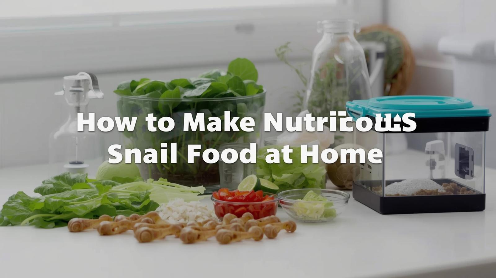 Create a featured image for an article, How To Make Nutritious Snail Food Food at Home. Let the title show in the image