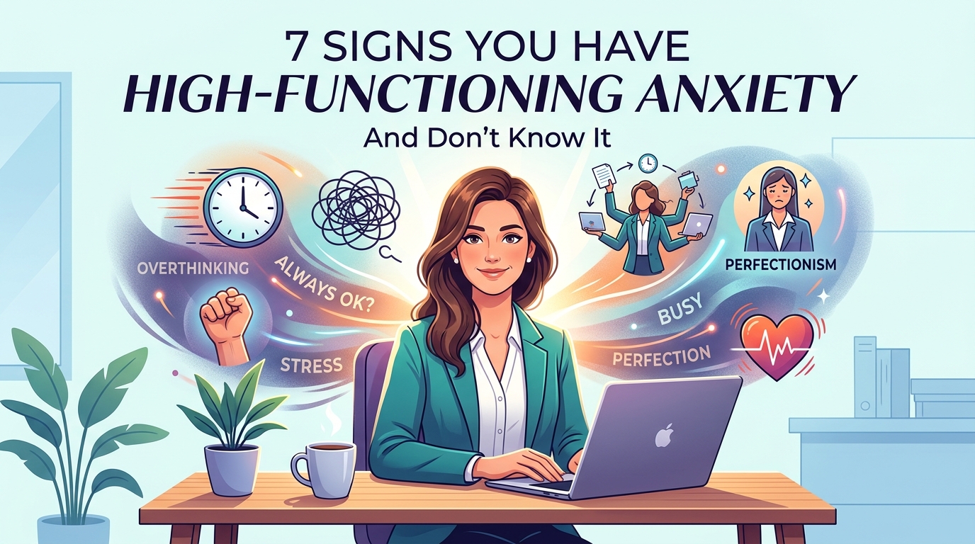 Design featured image of aspect ratio 16:9 for 7 Signs You Have High-Functioning Anxiety and Don't Know It