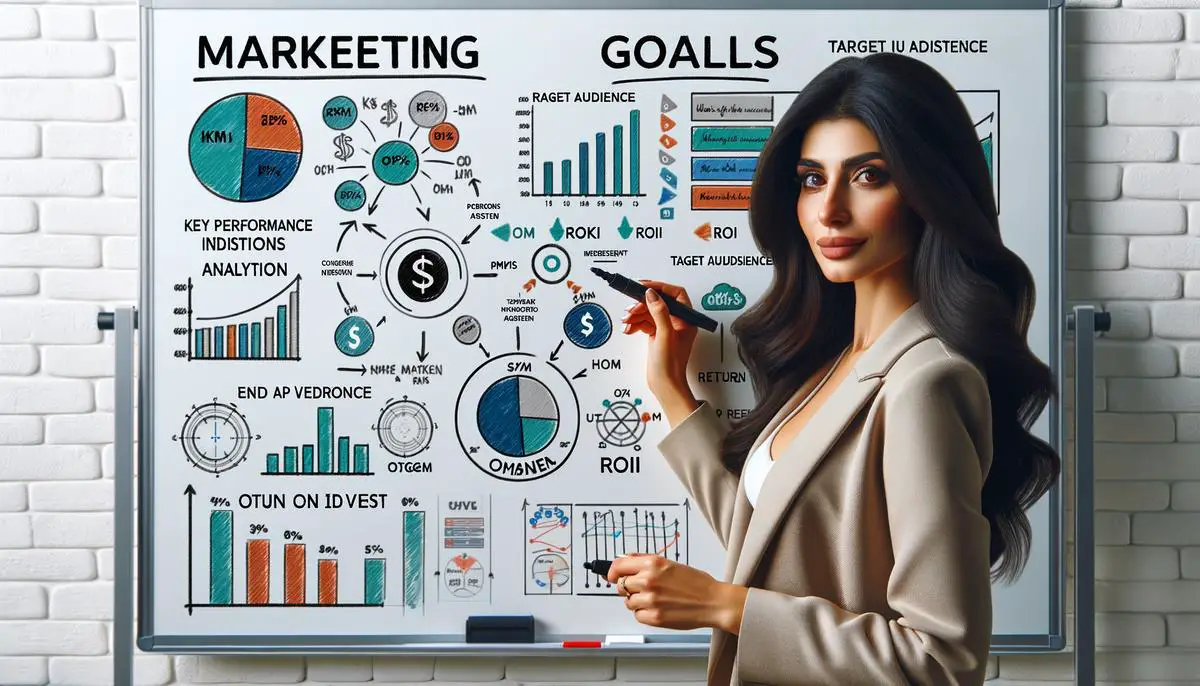Image of a person setting marketing goals on a whiteboard