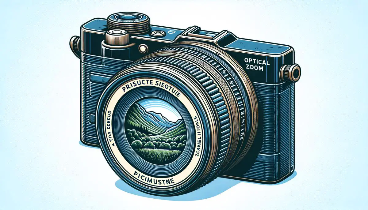 A high-resolution image of a compact camera with optical zoom capabilities