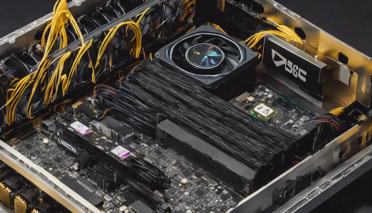 A mining hardware setup with ASICs and graphics cards